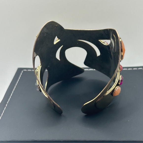 Brass Multicolor Gemstone Cuff Bracelet - Picture 4 of 8
